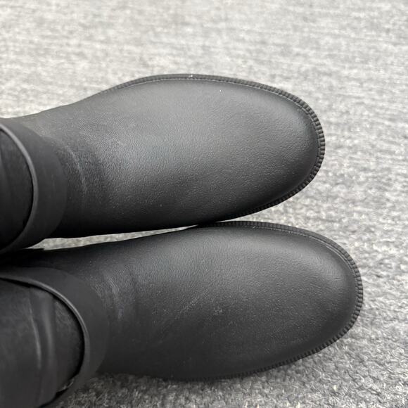 Rag & Bone Moto Rubber Rain Boots Women US 7.5 38 Black Red Lining Ankle Booties - Picture 10 of 13